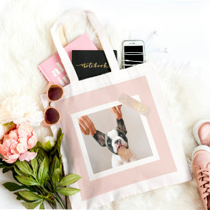 Modern Pastel Pink Frame Personal Dog Photo Tote Bag