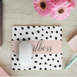 Modern Pastel Pink Girl Boss & Black Dots Mouse Mat<br><div class="desc">Modern Pastel Pink Girl Boss & Black Dots</div>