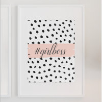 Modern Pastel Pink Girl Boss & Black Dots
