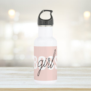 Modern Pastel Pink Girl Boss Phrase 532 Ml Water Bottle