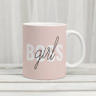 Modern Pastel Pink Girl Boss Phrase Coffee Mug