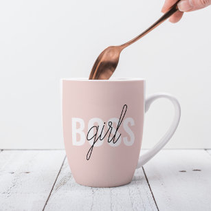 Modern Pastel Pink Girl Boss Phrase Latte Mug