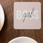 Modern Pastel Pink Girl Boss Phrase Square Paper Coaster<br><div class="desc">Modern Pastel Pink Girl Boss Phrase</div>