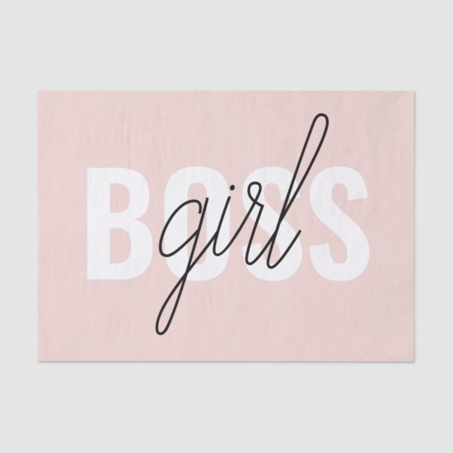 Modern Pastel Pink Girl Boss Phrase Tissue Paper (Front)