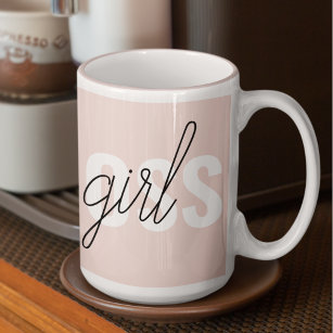 Modern Pastel Pink Girl Boss Phrase Two-Tone Coffee Mug