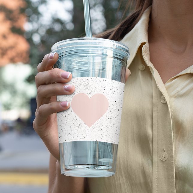 Modern Pastel Pink & Heart Lovely Gift Acrylic Tumbler (Creator Uploaded)