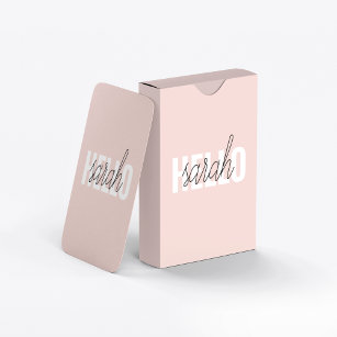 Modern Pastel Pink Hello And You Name Playing Cards