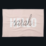 Modern Pastel Pink Hello And You Name Tea Towel<br><div class="desc">Modern Pastel Pink Hello And You Name</div>