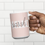 Modern Pastel Pink Hello And You Name Two-Tone Coffee Mug<br><div class="desc">Modern Pastel Pink Hello And You Name</div>