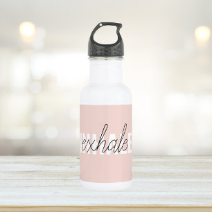 Modern Pastel Pink Inhale Exhale Quote 532 Ml Water Bottle
