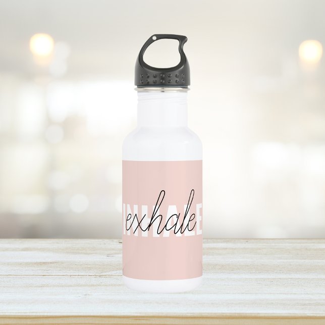 Modern Pastel Pink Inhale Exhale Quote 532 Ml Water Bottle (Creator Uploaded)
