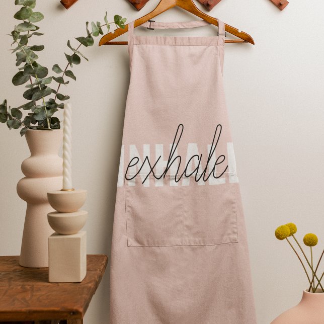 Modern Pastel Pink Inhale Exhale Quote Apron (Creator Uploaded)