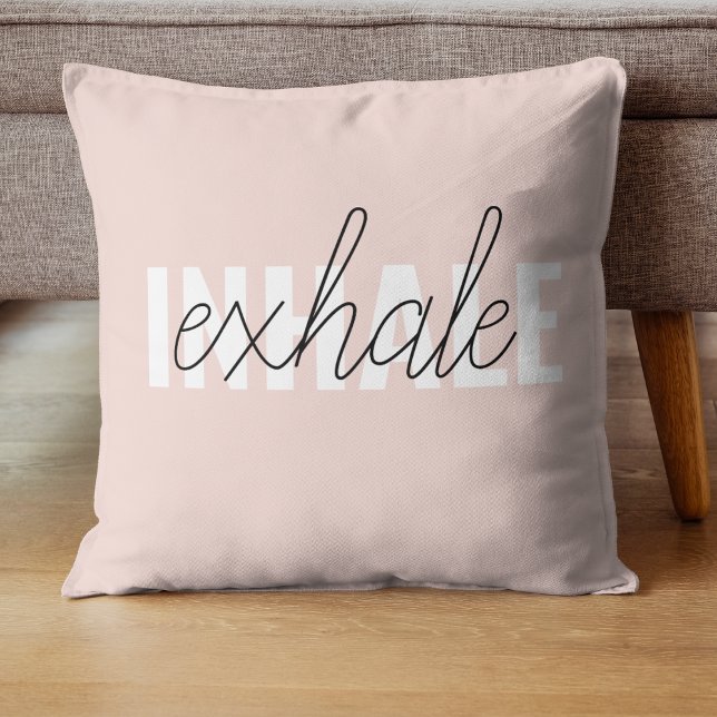 Modern Pastel Pink Inhale Exhale Quote Cushion (Creator Uploaded)
