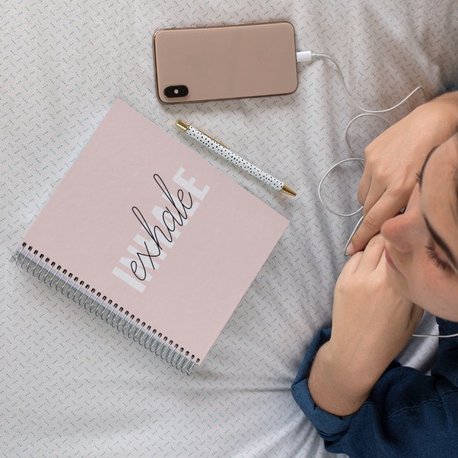 Modern Pastel Pink Inhale Exhale Quote Notebook (Creator Uploaded)