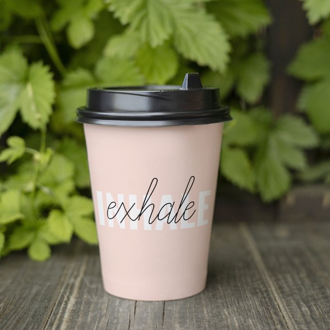 Modern Pastel Pink Inhale Exhale Quote Paper Cups (Creator Uploaded)