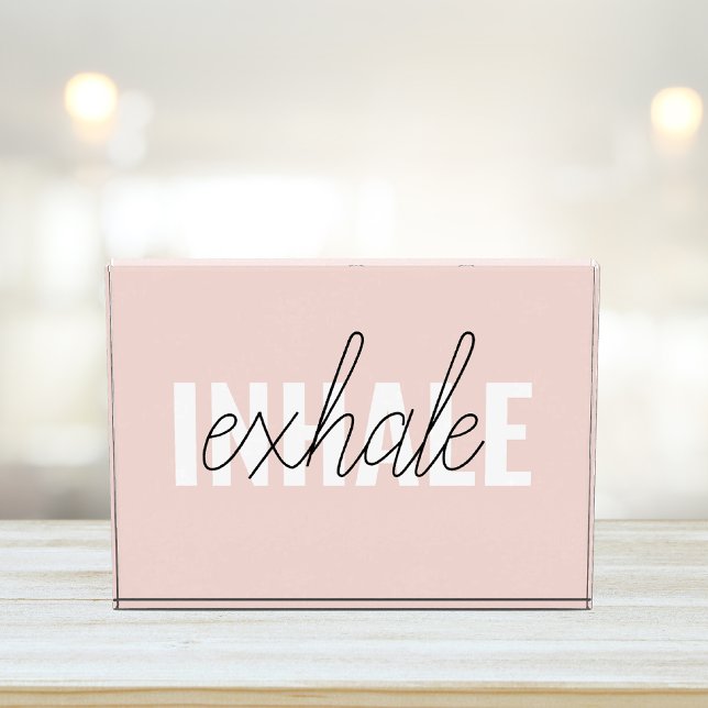 Modern Pastel Pink Inhale Exhale Quote Photo Block (Creator Uploaded)