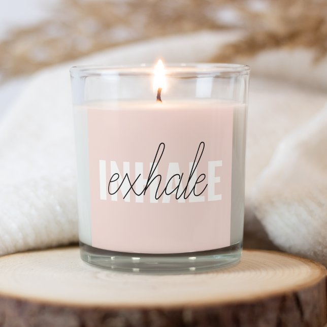 Modern Pastel Pink Inhale Exhale Quote Square Sticker (Creator Uploaded)