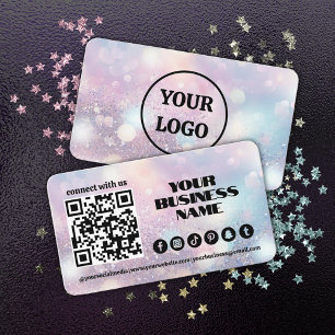 Modern Pastel pink Light Flare QR Code Business Card