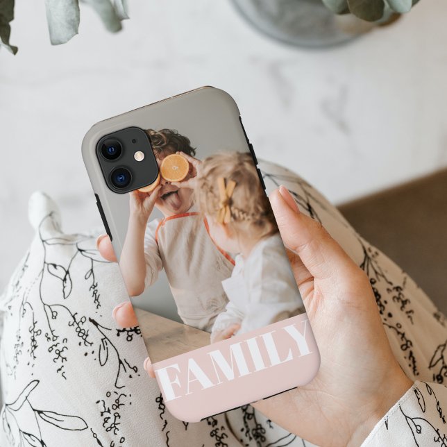 Modern Pastel Pink Love Family Photo Case-Mate iPhone Case (Creator Uploaded)