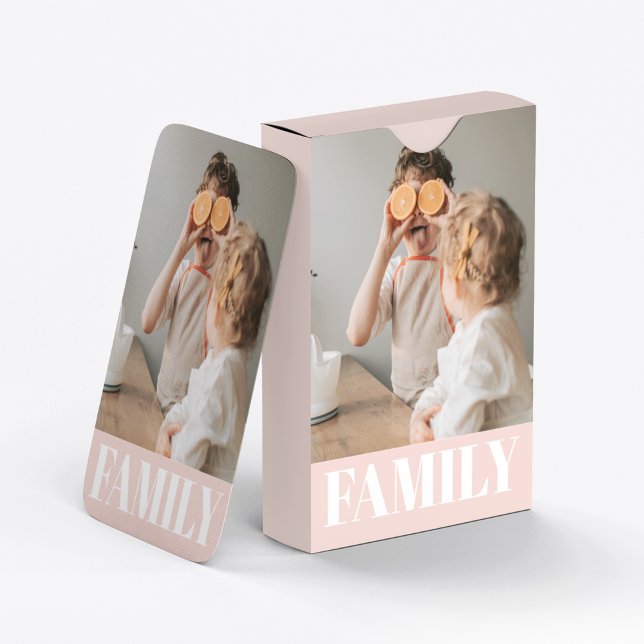 Modern Pastel Pink Love Family Photo Playing Cards (Creator Uploaded)