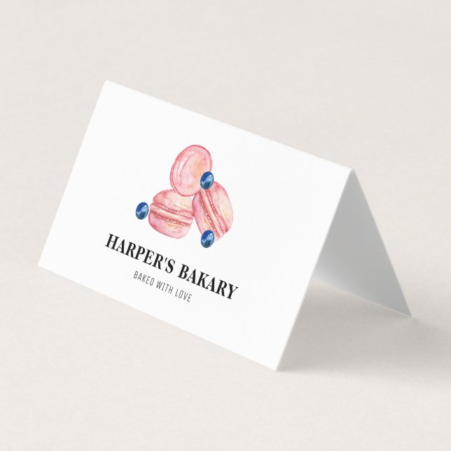 Modern Pastel Pink Macarons Professional Logo Business Card (Front)