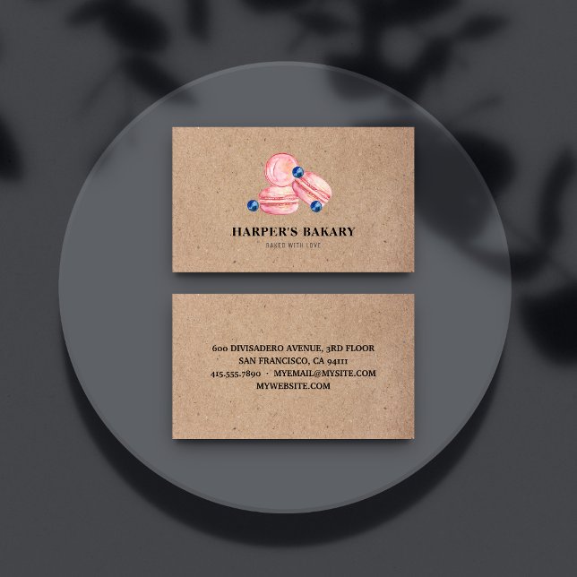 Modern Pastel Pink Macarons Professional Logo Business Card (Creator Uploaded)