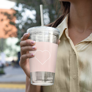 Modern Pastel Pink & Minimalist Heart Lovely Gift Acrylic Tumbler