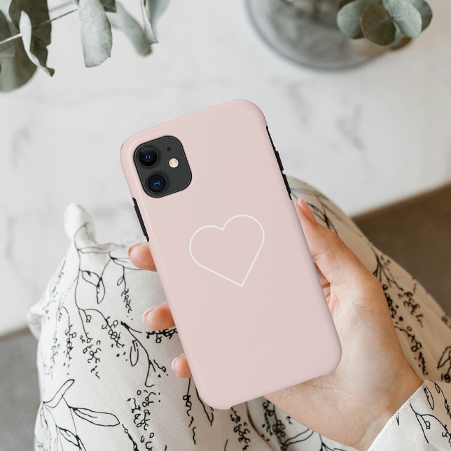 Modern Pastel Pink & Minimalist Heart Lovely Gift Case-Mate iPhone Case (Creator Uploaded)