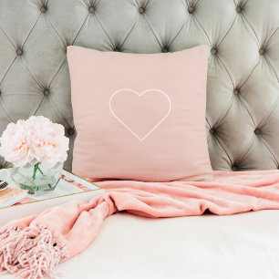 Modern Pastel Pink & Minimalist Heart Lovely Gift Cushion