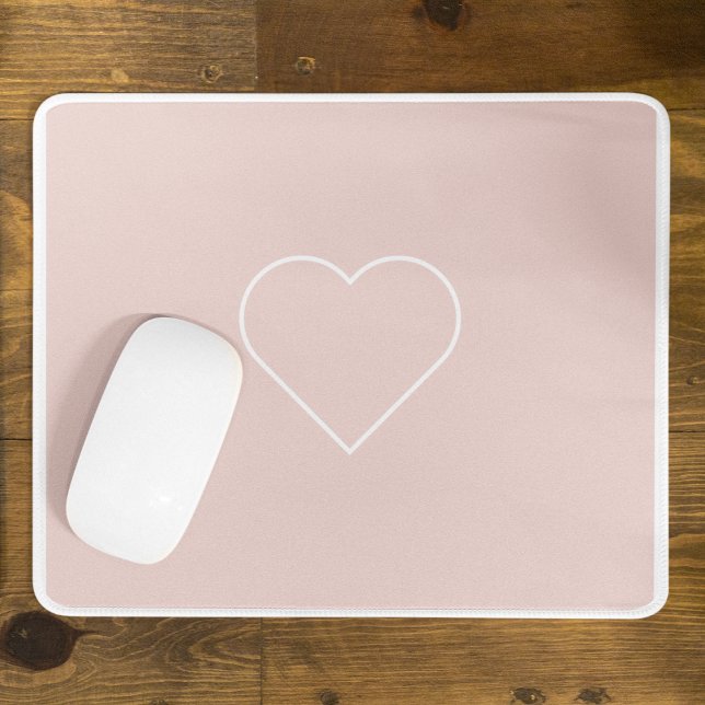 Modern Pastel Pink & Minimalist Heart Lovely Gift Mouse Mat (Creator Uploaded)