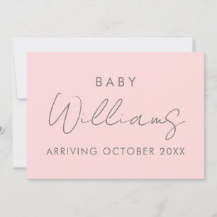 Modern Pastel Pink Minimalist Pregnancy Announcement