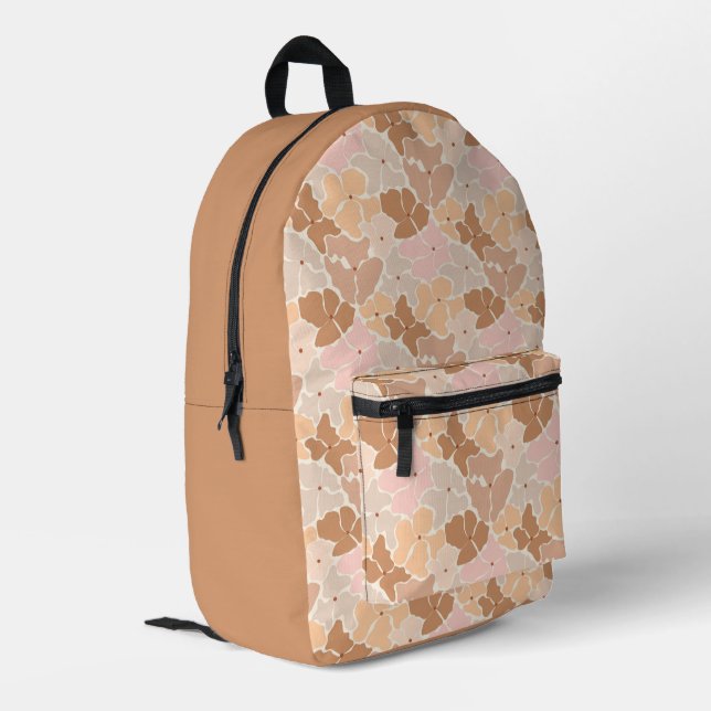 Modern Pastel Pink Orange Floral Girly Pattern Printed Backpack (Back Corner Left)