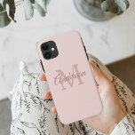 Modern Pastel Pink | Personal Initial Girly iPhone 11 Case<br><div class="desc">Modern Pastel Pink | Personal Initial Girly</div>