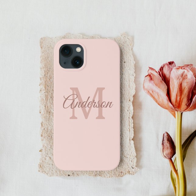 Modern Pastel Pink | Personal Initial Girly Case-Mate iPhone Case (Creator Uploaded)