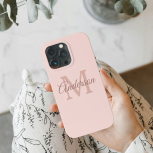 Modern Pastel Pink   Personal Initial Girly iPhone 13 Pro Case