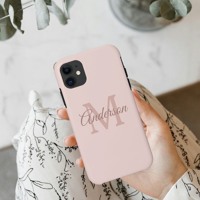 Modern Pastel Pink | Personal Initial Girly Case-Mate iPhone Case (Creator Uploaded)