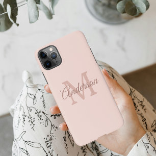 Modern Pastel Pink   Personal Initial Girly iPhone 11Pro Max Case