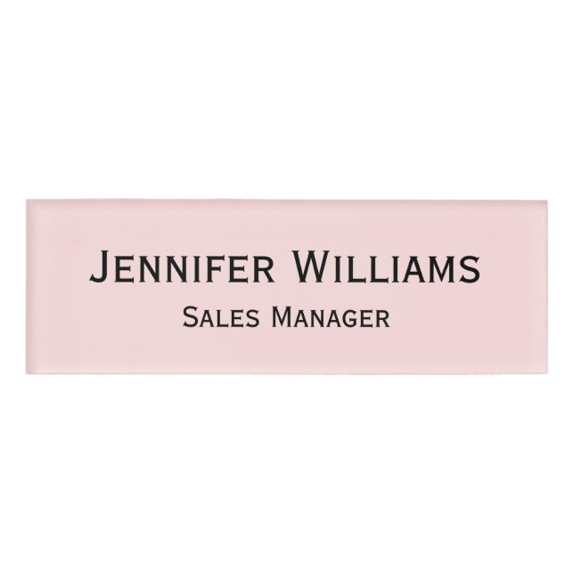 Modern Pastel Pink Professional Executive Magnetic Name Tag (Front)