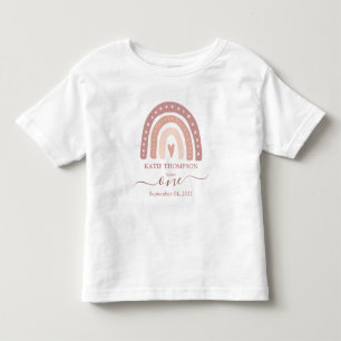 Modern Pastel Pink Rainbow Boho First Birthday Toddler T-Shirt