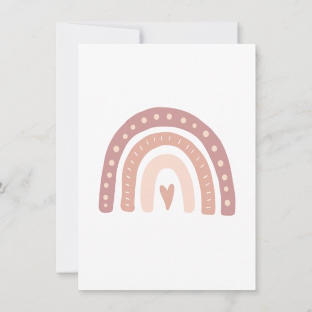 Modern Pastel Pink Rainbow Boho Guess the Name Invitation (Front)