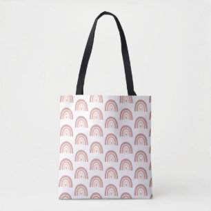 Modern Pastel Pink Rainbow Boho Pattern Your Name  Tote Bag