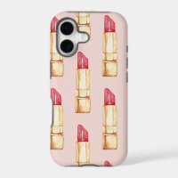 Modern Pastel Pink & Red Lipstick Pattern Girly