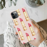 Modern Pastel Pink & Red Lipstick Pattern Girly<br><div class="desc">Modern Pastel Pink & Red Lipstick Pattern Girly</div>