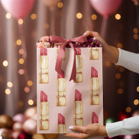 Modern Pastel Pink & Red Lipstick Pattern Girly