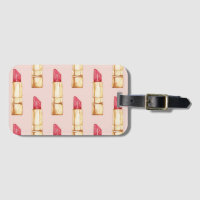 Modern Pastel Pink & Red Lipstick Pattern Girly