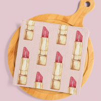 Modern Pastel Pink & Red Lipstick Pattern Girly