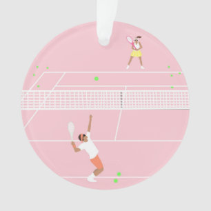 Modern Pastel Pink Tennis Match Ornament