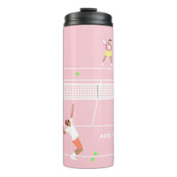 Modern Pastel Pink Tennis Match