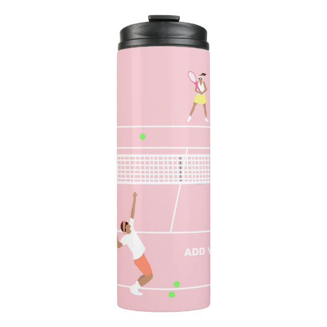 Modern Pastel Pink Tennis Match Thermal Tumbler (Front)