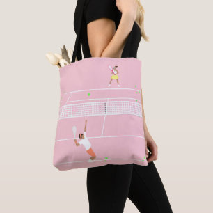 Modern Pastel Pink Tennis Match Tote Bag